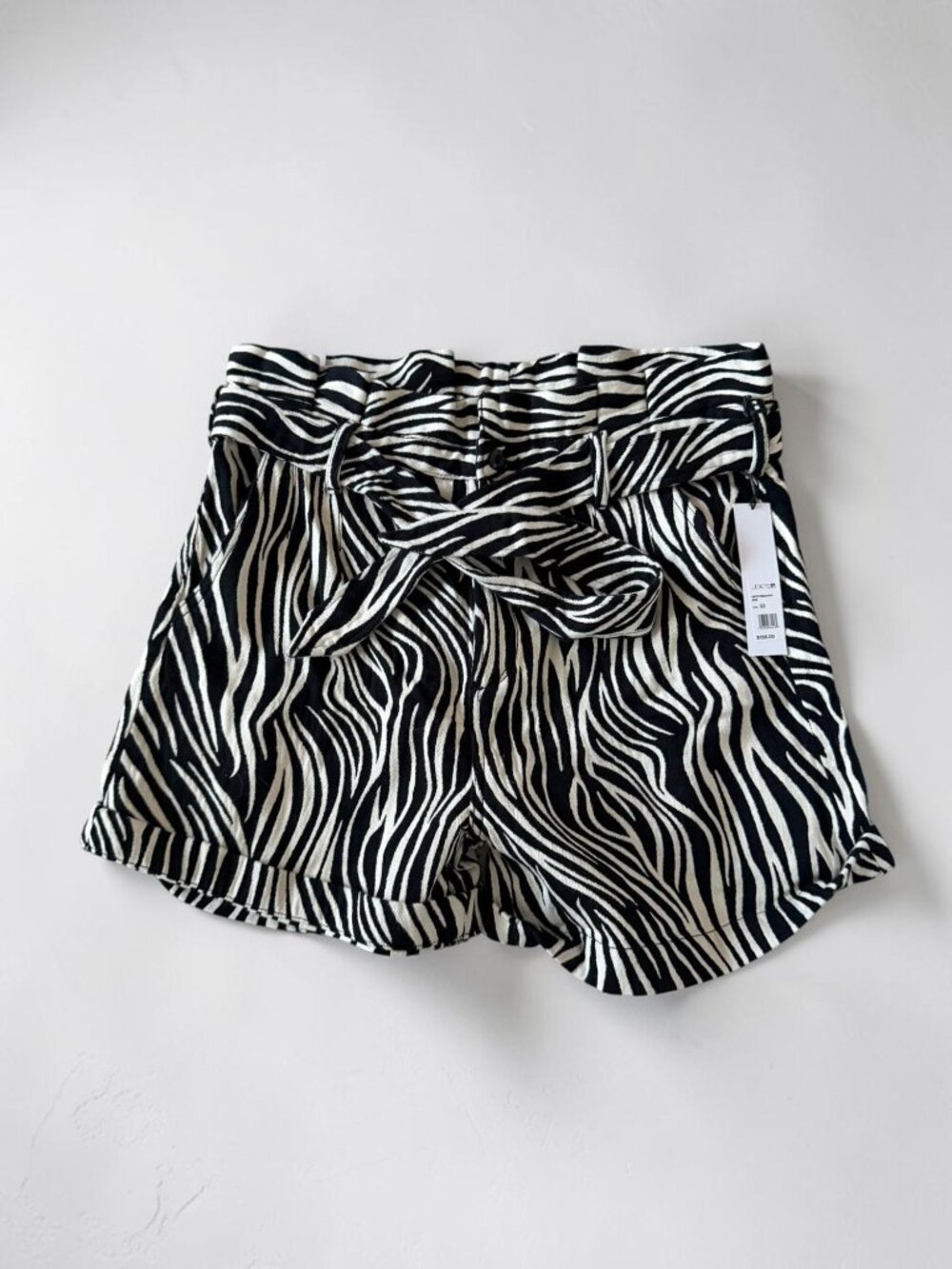 JOES Women’s Zebra Print Paperbag High Waist Shorts Size 32 NEW NWT